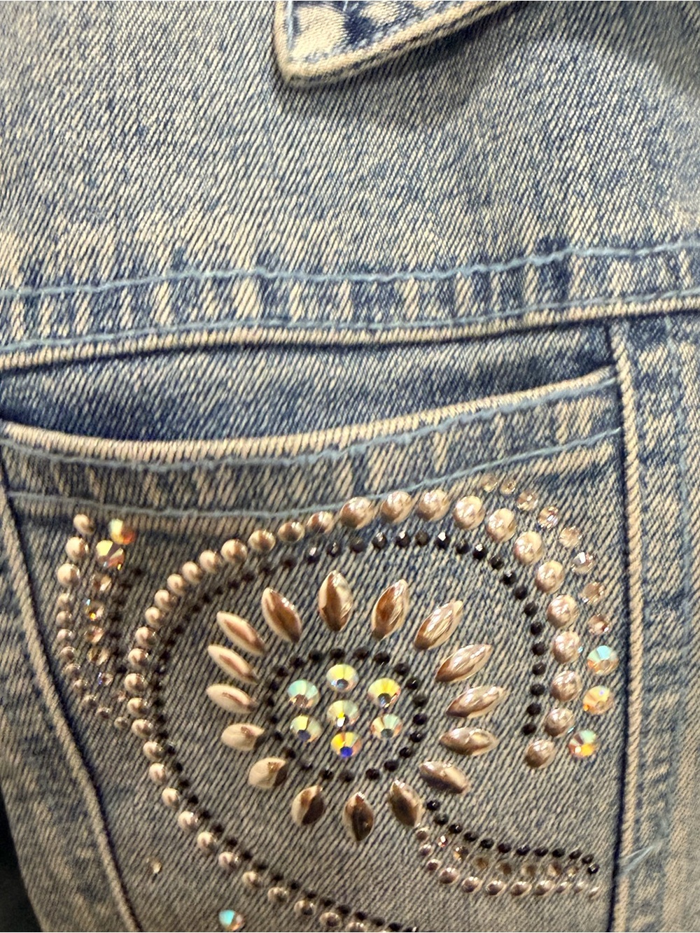 🔥Vintage Christine Alexander Rhinestone Blue Denim Jacket - Women - Picture 5 of 13